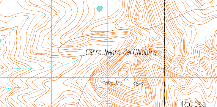 Cerro Negro del Chiquira, Hoja 6629 III del Instituto Geográfico Militar (IGM).