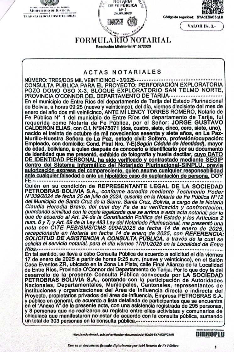 Documento notarial. 